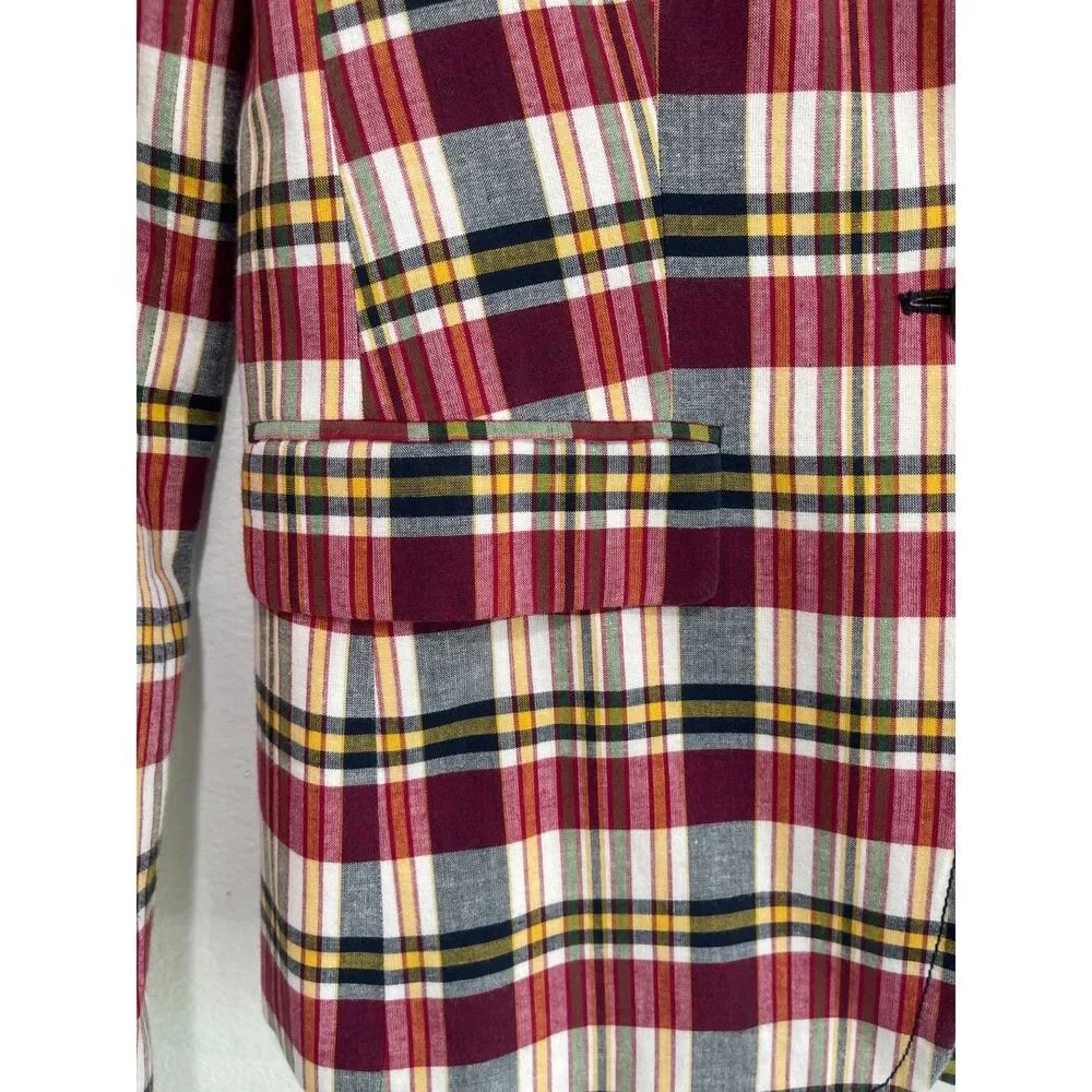 J. Crew Regent Blazer classic plaid red preppy business office accademia women00